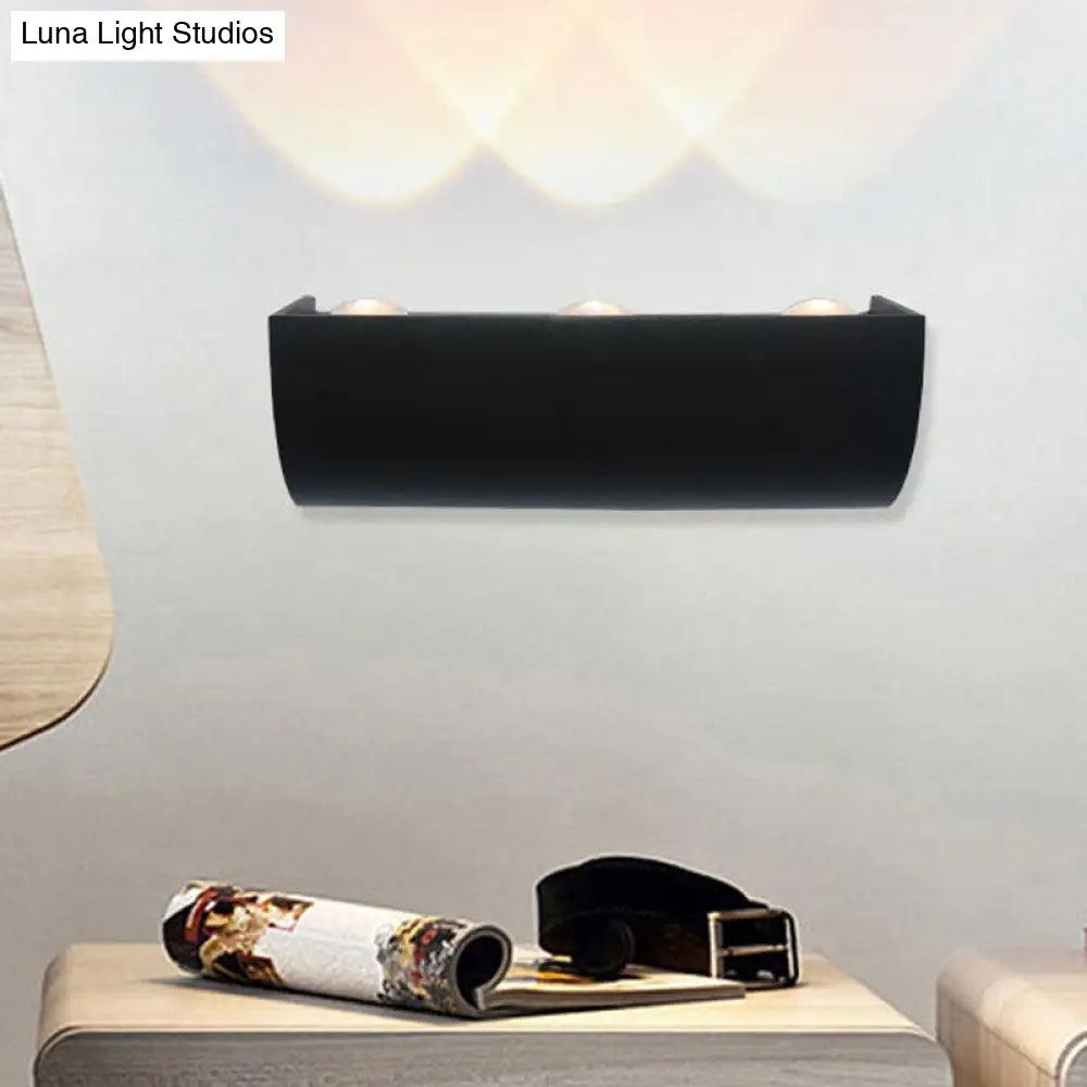 DecorBites™ Curved Black Wall Lamp: Minimalist LED Metal Mount Lighting in Warm/White Light