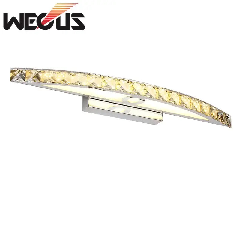 Silver and gold crystal-accented curved chrome amber crystal bathroom wall sconce light for elegant bathroom wall sconce installation