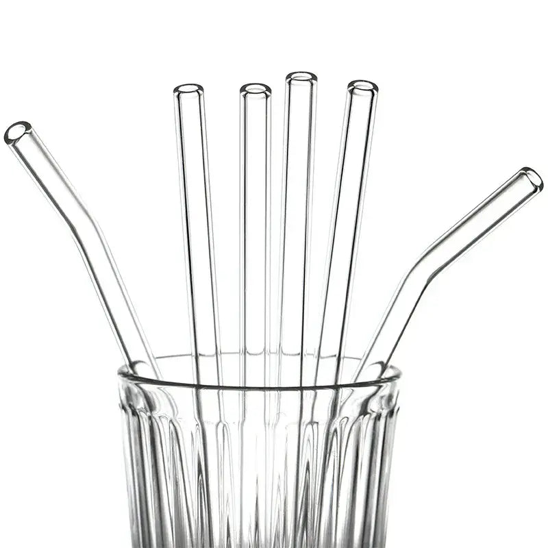 Curved clear glass straws with a sleek transparent design for eco friendly use by decorbites glass straws