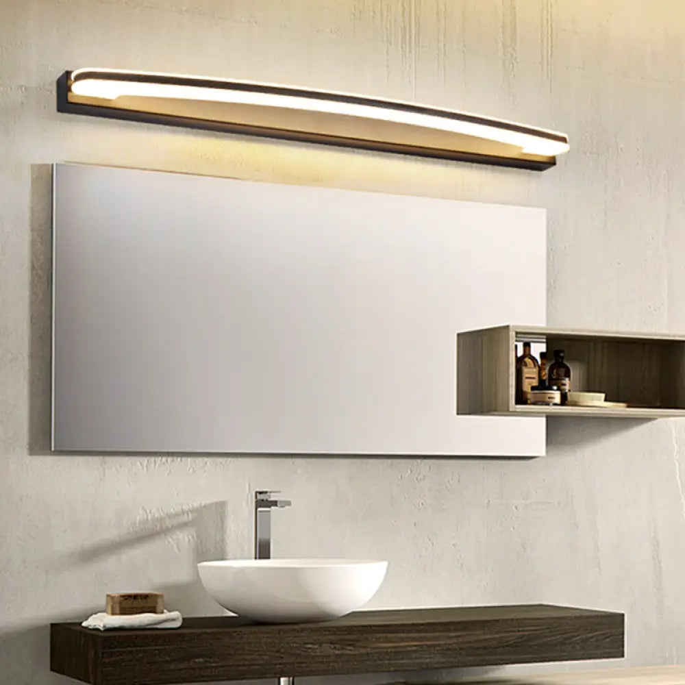 Lámpara de pared LED curva DecorBites™ para baño - Lámpara minimalista de metal negra con luz cálida/blanca