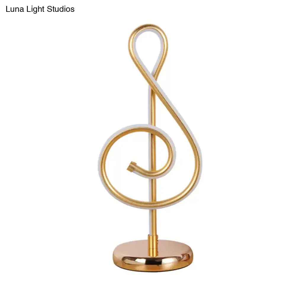 مصباح طاولة ليلي LED منحني - إضاءة مهمة بسيطة باللون الذهبي مع إضاءة محيطة دافئة/بيضاء