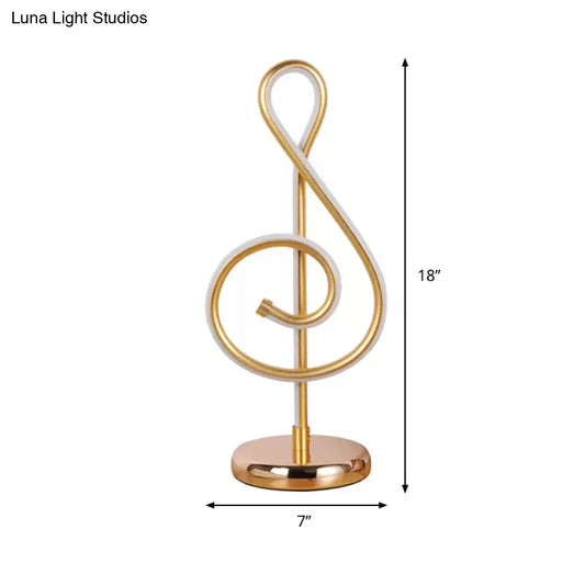 Curved LED Night Table Lamp - Gold Minimalist Task Lighting with Warm/White Ambient Light