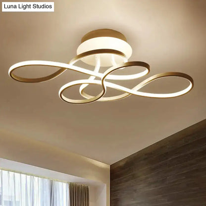 DecorBites™ DecorBites™ Curved Line Ceiling Mount Lamp Aluminum 21"/27.5" Wide LED Flush Light – Gold with Warm/White Light