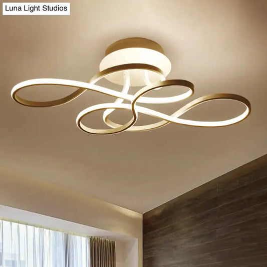 DecorBites™ DecorBites™ Curved Line Ceiling Mount Lamp Aluminum 21"/27.5" Wide LED Flush Light – Gold with Warm/White Light