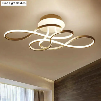 DecorBites™ DecorBites™ Curved Line Ceiling Mount Lamp Aluminum 21"/27.5" Wide LED Flush Light – Gold with Warm/White Light