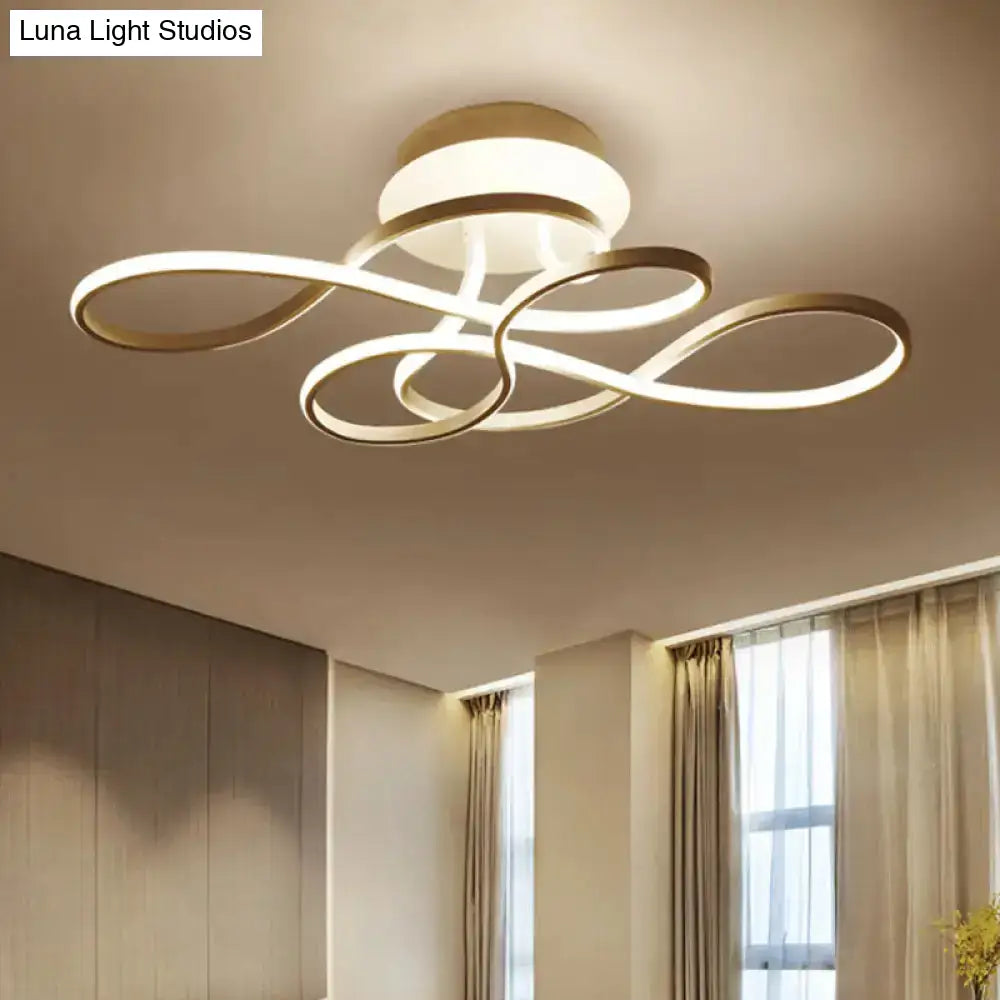 DecorBites™ DecorBites™ Curved Line Ceiling Mount Lamp Aluminum 21"/27.5" Wide LED Flush Light – Gold with Warm/White Light