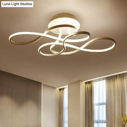 DecorBites™ DecorBites™ Curved Line Ceiling Mount Lamp Aluminum 21"/27.5" Wide LED Flush Light – Gold with Warm/White Light