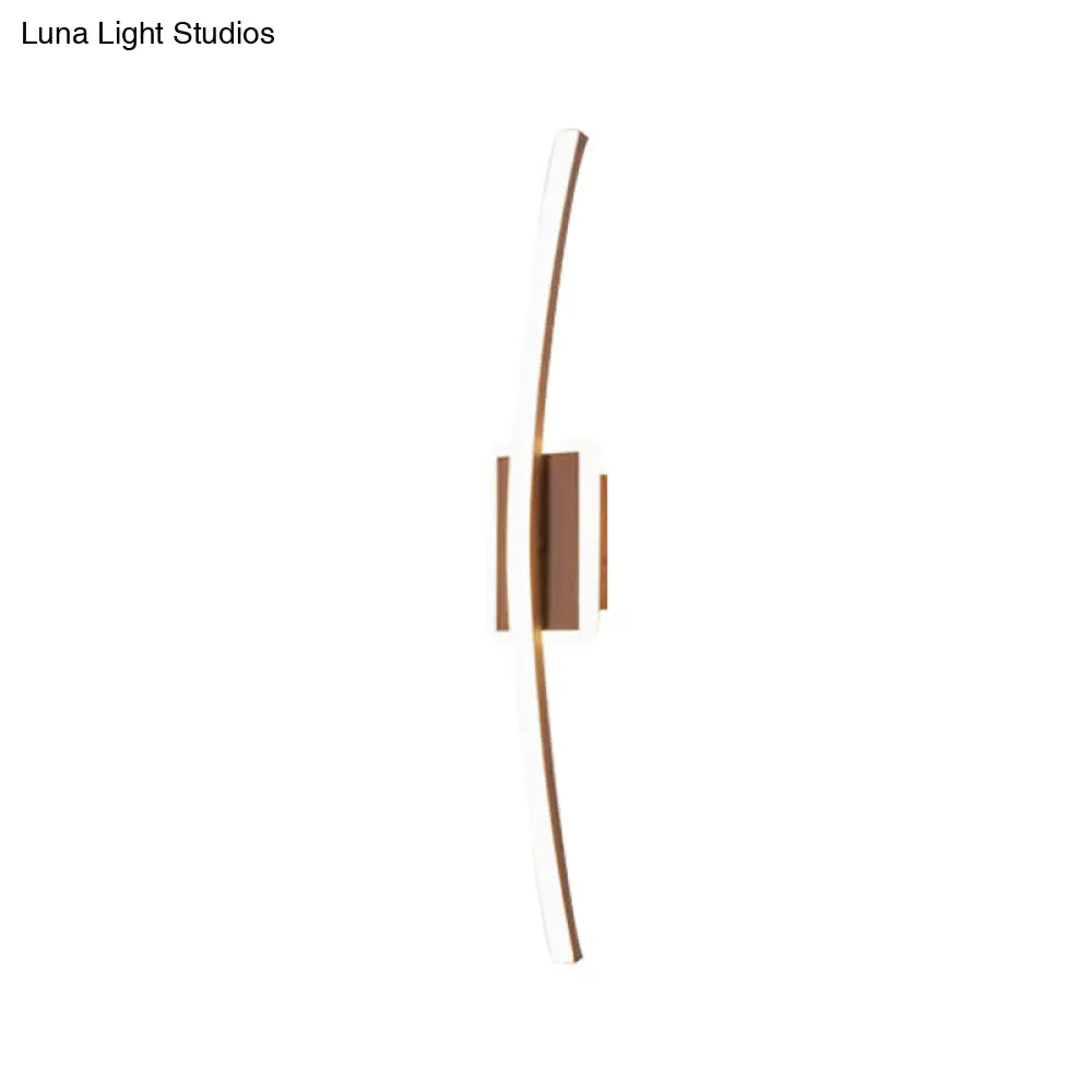 DecorBites™ Curved Linear Aluminum LED Wall Sconce in Simplicity Gold/Coffee - Ideal Dining Room Lighting
