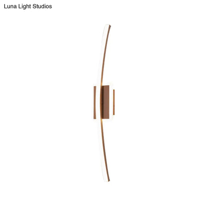 DecorBites™ Curved Linear Aluminum LED Wall Sconce in Simplicity Gold/Coffee - Ideal Dining Room Lighting