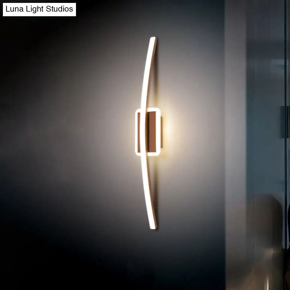 DecorBites™ Curved Linear Aluminum LED Wall Sconce in Simplicity Gold/Coffee - Ideal Dining Room Lighting