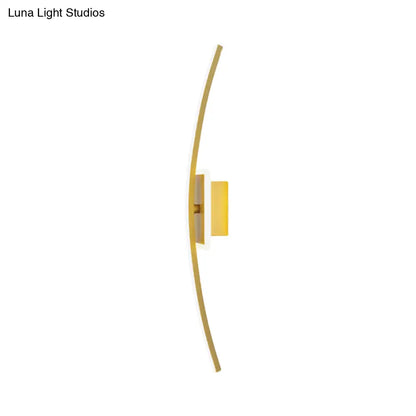 DecorBites™ Curved Linear Aluminum LED Wall Sconce in Simplicity Gold/Coffee - Ideal Dining Room Lighting