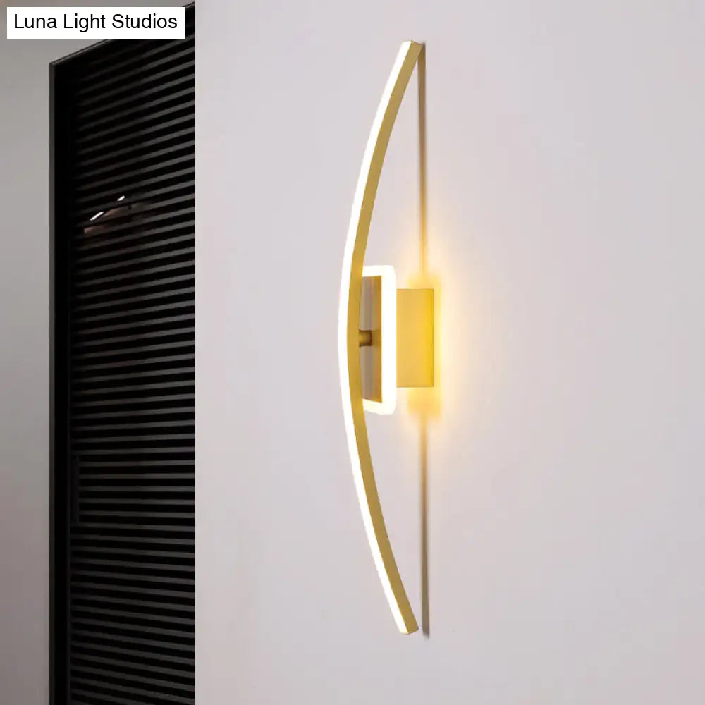 DecorBites™ Curved Linear Aluminum LED Wall Sconce in Simplicity Gold/Coffee - Ideal Dining Room Lighting