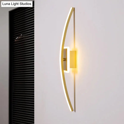 DecorBites™ Curved Linear Aluminum LED Wall Sconce in Simplicity Gold/Coffee - Ideal Dining Room Lighting