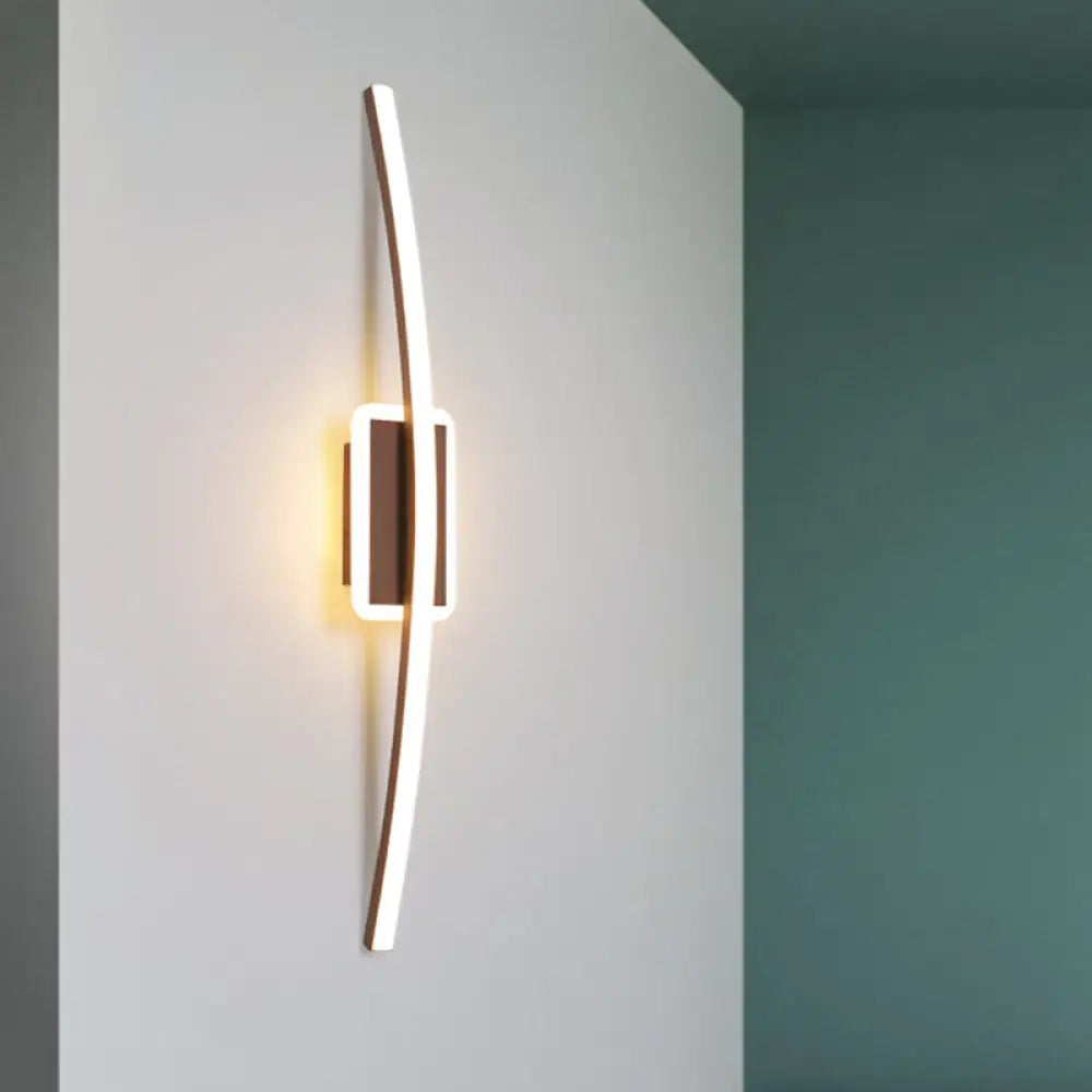 DecorBites™ Curved Linear Aluminum LED Wall Sconce in Simplicity Gold/Coffee - Ideal Dining Room Lighting
