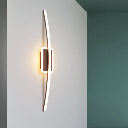 DecorBites™ Curved Linear Aluminum LED Wall Sconce in Simplicity Gold/Coffee - Ideal Dining Room Lighting