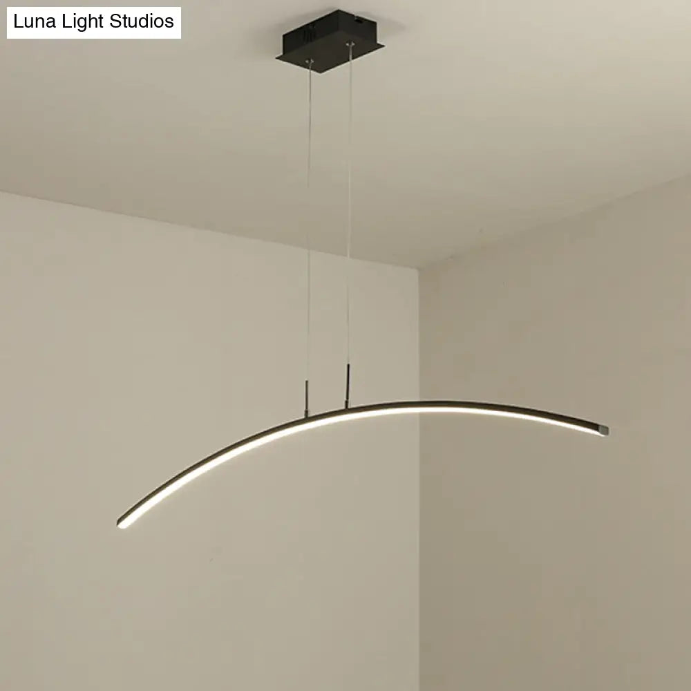 DecorBites™ Curved Metallic Black/White LED Island Lamp for Warm/White Lighting