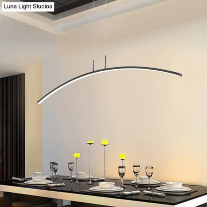 DecorBites™ Curved Metallic Black/White LED Island Lamp for Warm/White Lighting