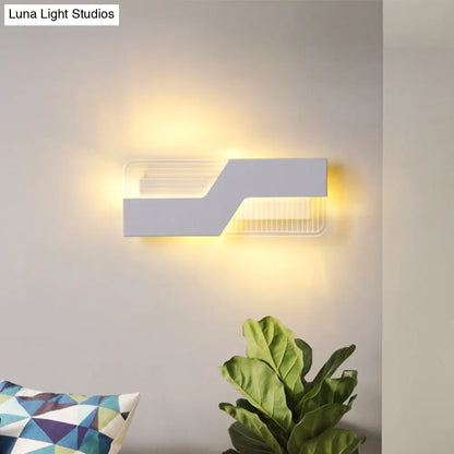 DecorBites™ Curved Nordic LED Metal Sconce Lamp: Black/White Wall Mount for Bedside in Warm/White Light