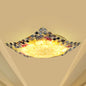 Curved Shell Ceiling Light with Tiffany Mosaic Design and LED - 12"/16" for Corridor