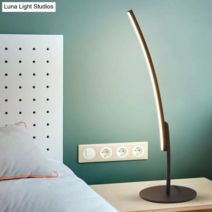 Curvy Acrylic Shade LED Desk Lamp - Modern White/Black Bedroom Task Lighting