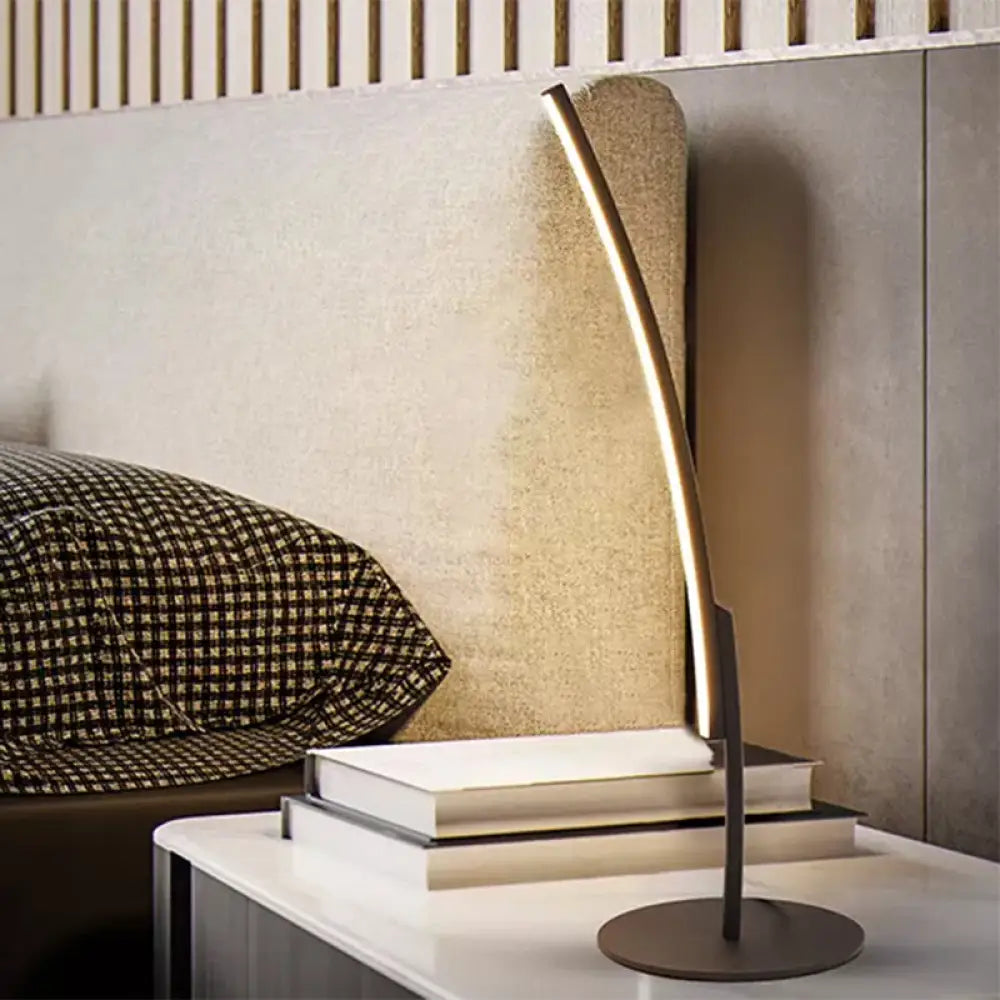 Curvy Acrylic Shade LED Desk Lamp - Modern White/Black Bedroom Task Lighting