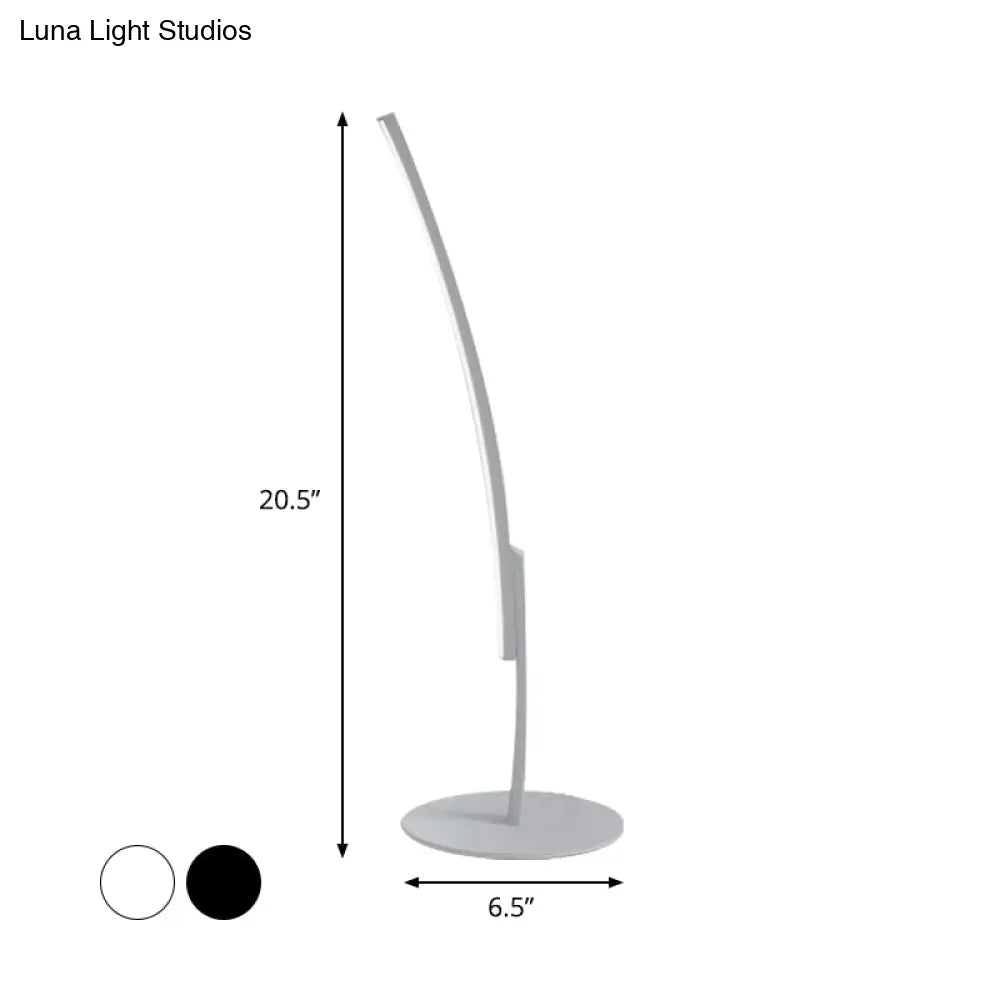 Curvy Acrylic Shade LED Desk Lamp - Modern White/Black Bedroom Task Lighting