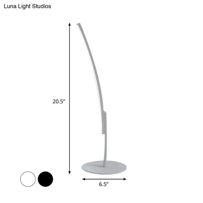 Curvy Acrylic Shade LED Desk Lamp - Modern White/Black Bedroom Task Lighting