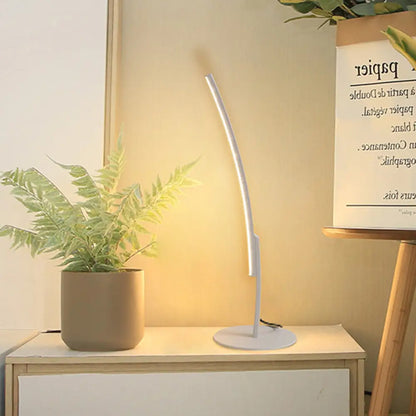 Curvy Acrylic Shade LED Desk Lamp - Modern White/Black Bedroom Task Lighting