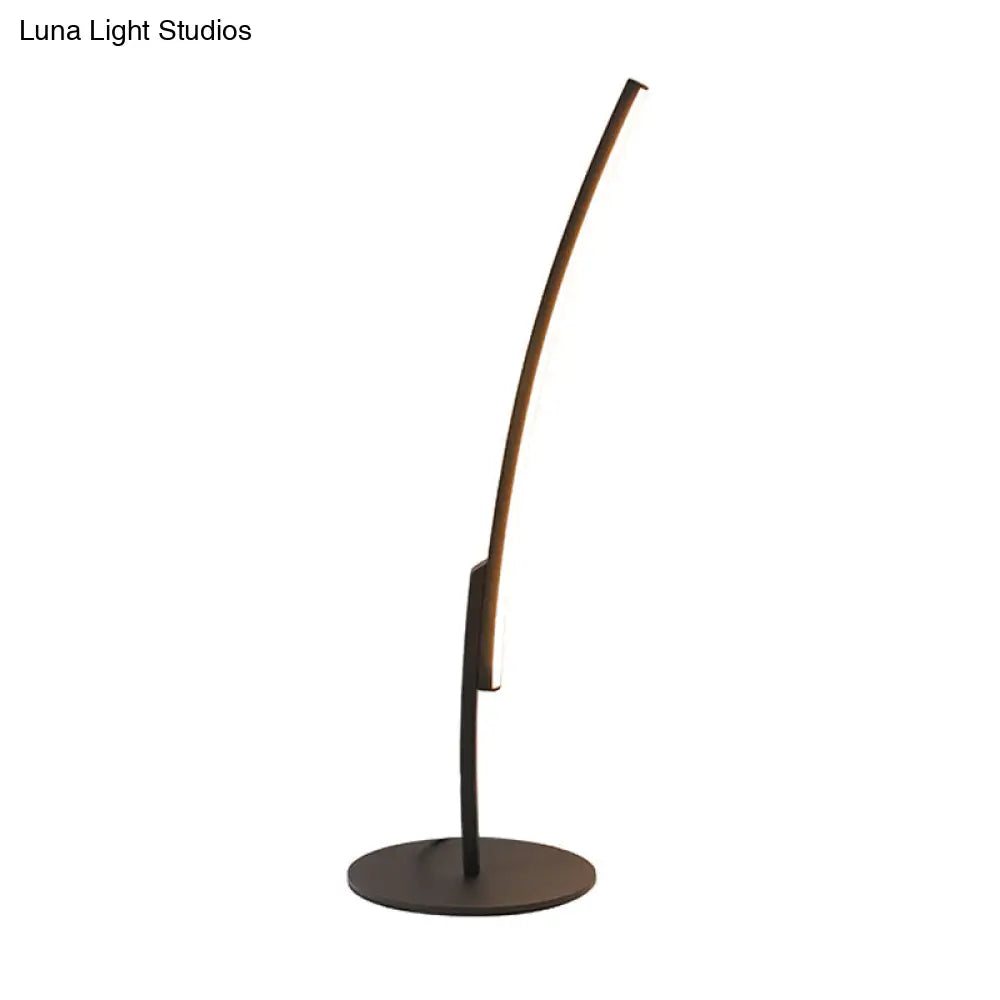 Curvy Acrylic Shade LED Desk Lamp - Modern White/Black Bedroom Task Lighting