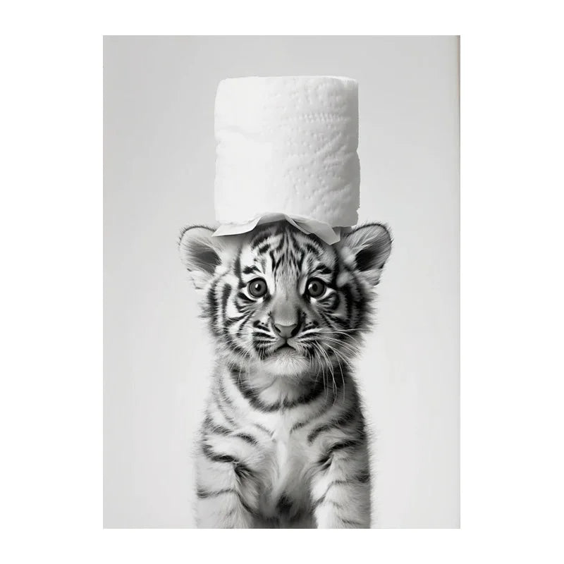 Cute Animals Canvas Wall Art for Bathroom - HX022-5 / 50x70cm No Frame