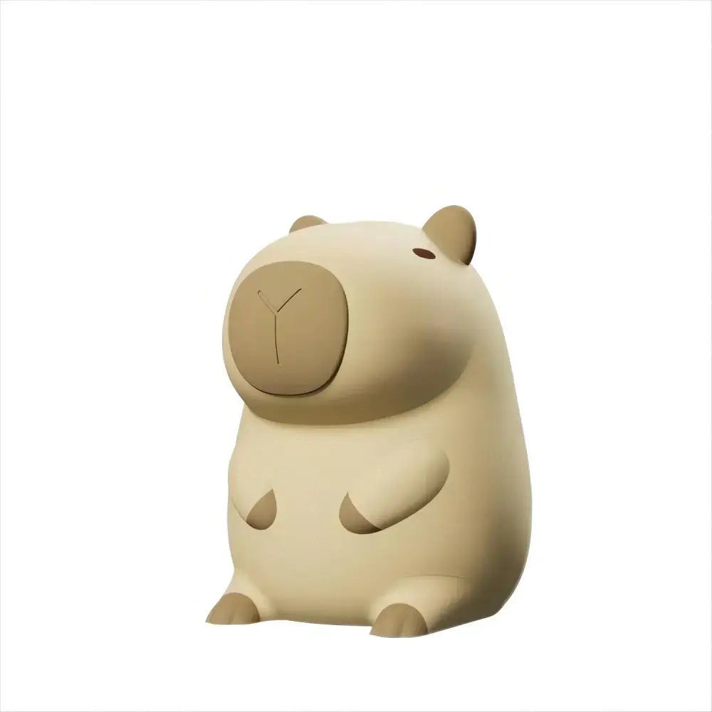 Beige ceramic capybara night light figurine with rounded minimalist design ideal for kids room decorbites capybara night