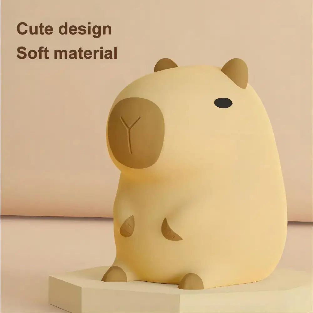 Cute beige plush capybara night light with soft material and simple black eyes ideal for bedroom decorbites capybara night