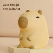 Cute beige plush capybara night light with soft material and simple black eyes ideal for bedroom decorbites capybara night