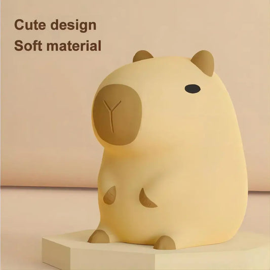 Cute beige plush capybara night light with soft material and simple black eyes ideal for bedroom decorbites capybara night