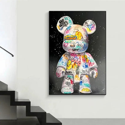 Cute Cartoon Bear Canvas Print for Home Decor - Posters