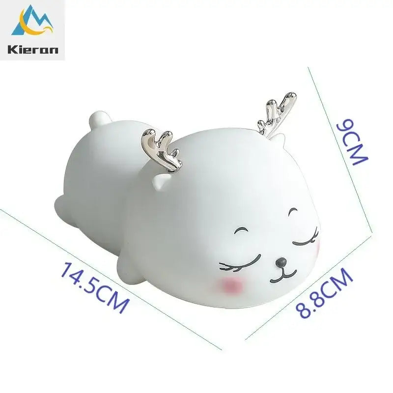 Cute white ceramic reindeer figurine with silver antlers and rosy cheeks colorful deer led lamp for bedroom decorbites