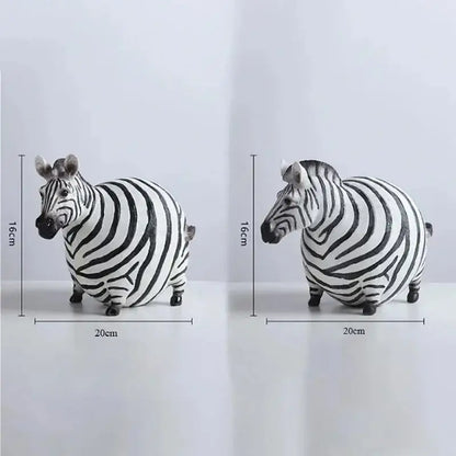 Chubby black and white striped cute fat zebra resin figurine for living room decor from decorbites cute fat collection