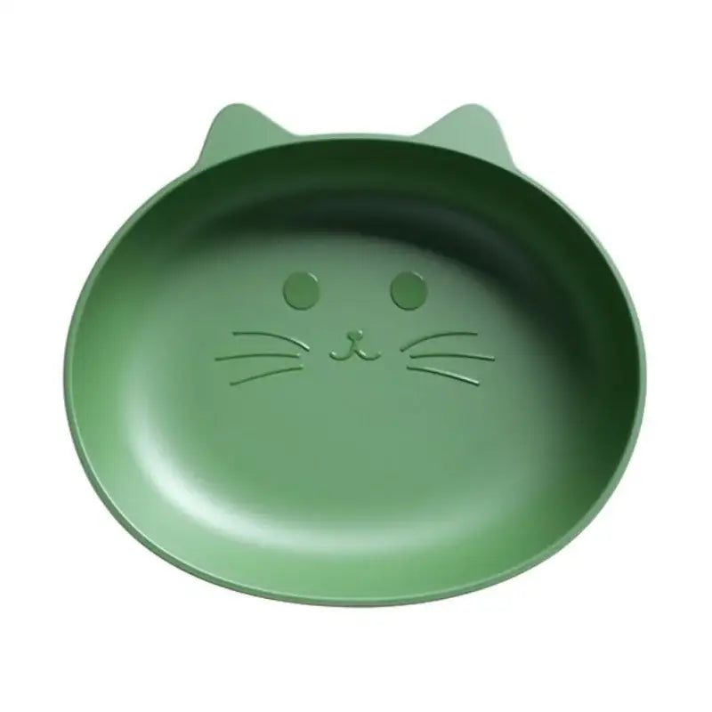 Matte green cat-shaped snack dish with molded ears and whiskers from cute bear shape fruit plate set of 4