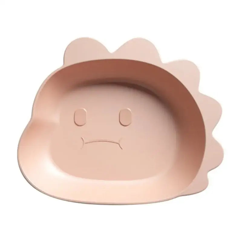 A soft pink cloud-shaped children’s snack plate with a simple sad face design for cute bear shape fruit plate sets