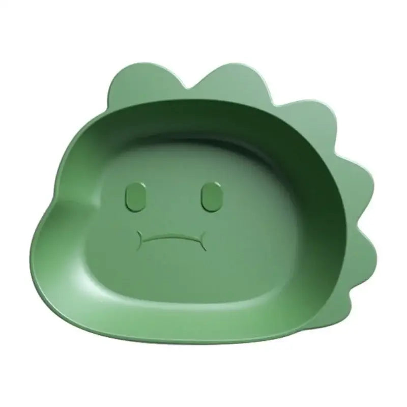Soft sage green child-friendly silicone fruit plate shaped like a smiling cloud in a bear shape fruit plate set of 4