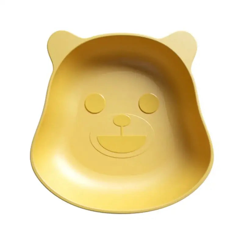 Yellow bear shape silicone baby food bowl from cute green bear shape fruit plate set for kitchen snack use