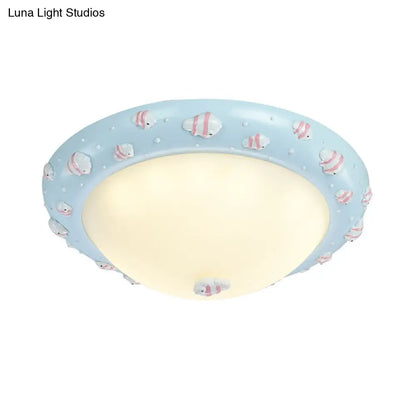 DecorBites™ DecorBites™ Cute LED Frosted Glass Bowl Ceiling Light for Child's Bedroom