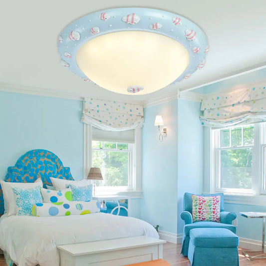 DecorBites™ DecorBites™ Cute LED Frosted Glass Bowl Ceiling Light for Child's Bedroom