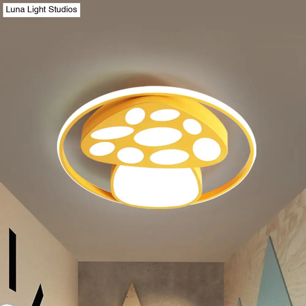 DecorBites™ DecorBites™ Cute Mushroom Flush Mount Ceiling Lamp for Kindergarten - Cartoon Acrylic and Metal Design
