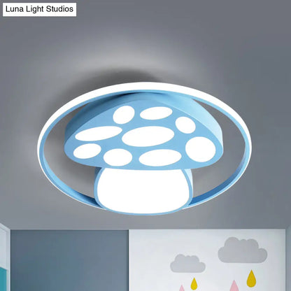 DecorBites™ DecorBites™ Cute Mushroom Flush Mount Ceiling Lamp for Kindergarten - Cartoon Acrylic and Metal Design