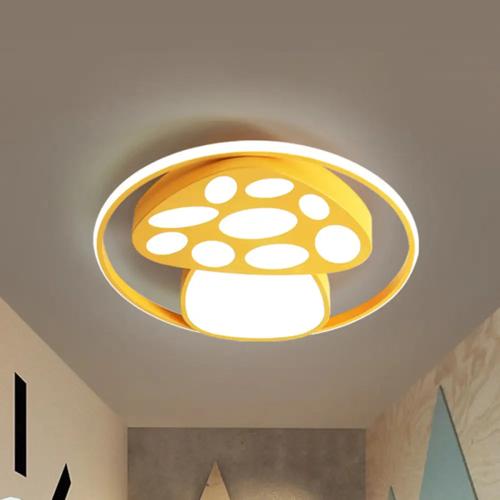 DecorBites™ DecorBites™ Cute Mushroom Flush Mount Ceiling Lamp for Kindergarten - Cartoon Acrylic and Metal Design