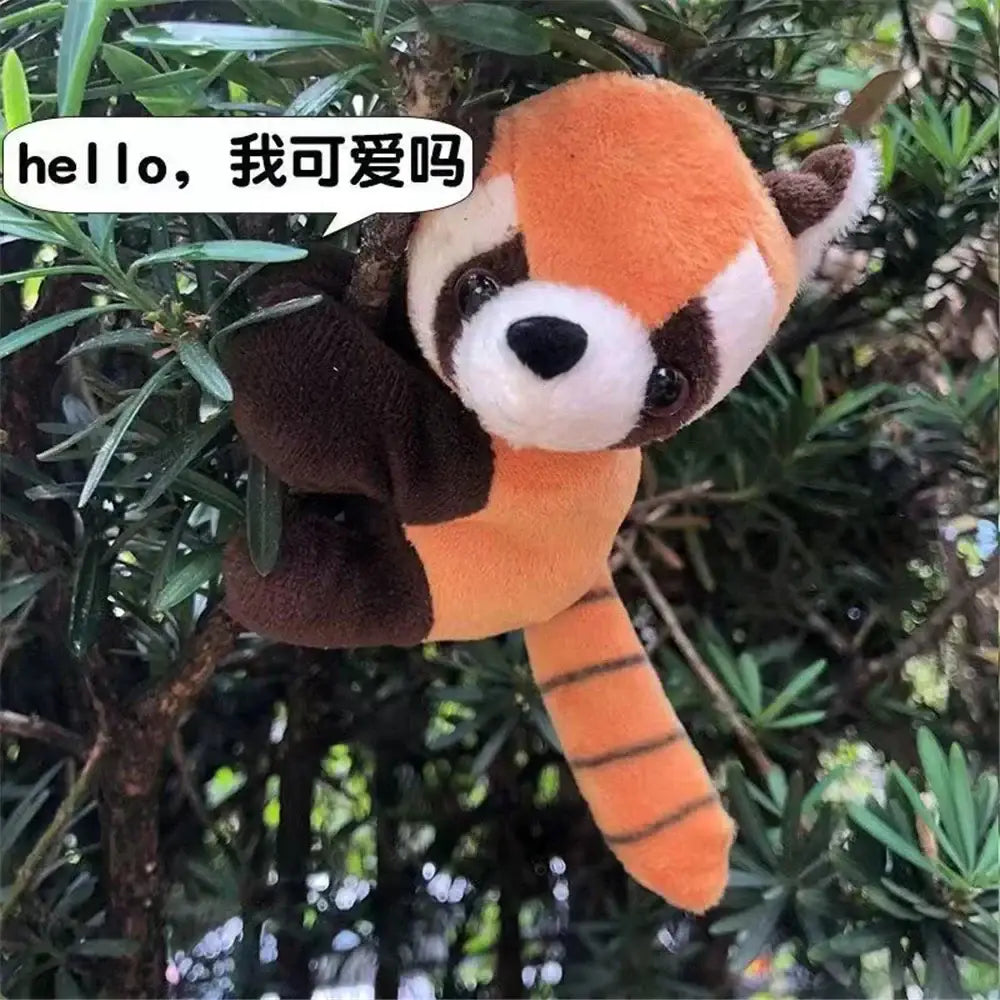 Cute panda plush orange and brown red panda toy with white facial markings for decorbites cute panda bedroom decoration