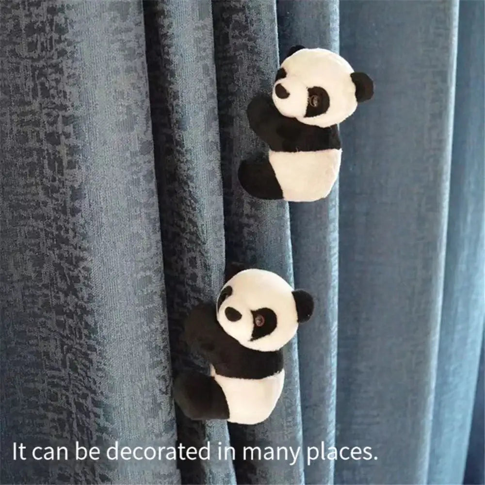 Adorable black and white cute panda plush curtain hooks with soft fabric texture for decorbites cute panda bedroom decor
