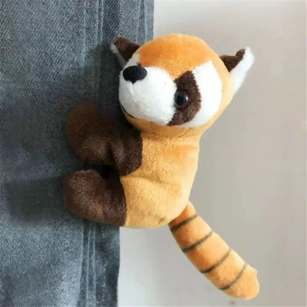 A plush red panda toy with orange brown fur white facial markings black eyes and striped tail for decorbites cute panda decor