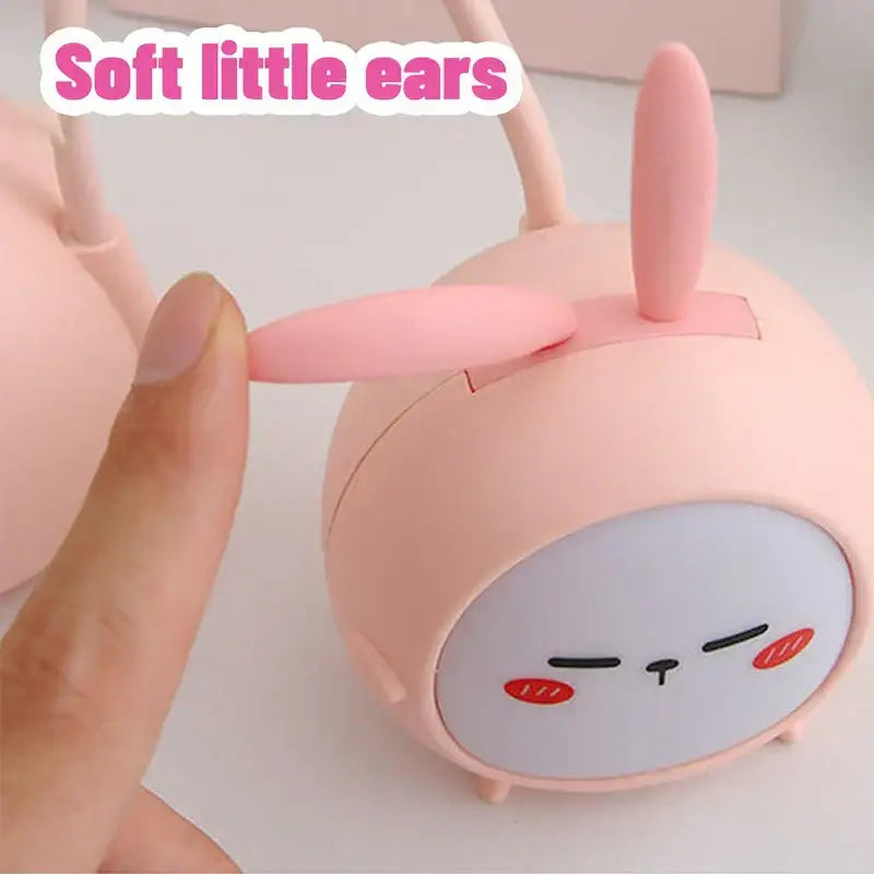 Pink bunny-shaped cartoon led desk lamp with soft ears and red cheeks ideal as a decorbites cartoon led night light